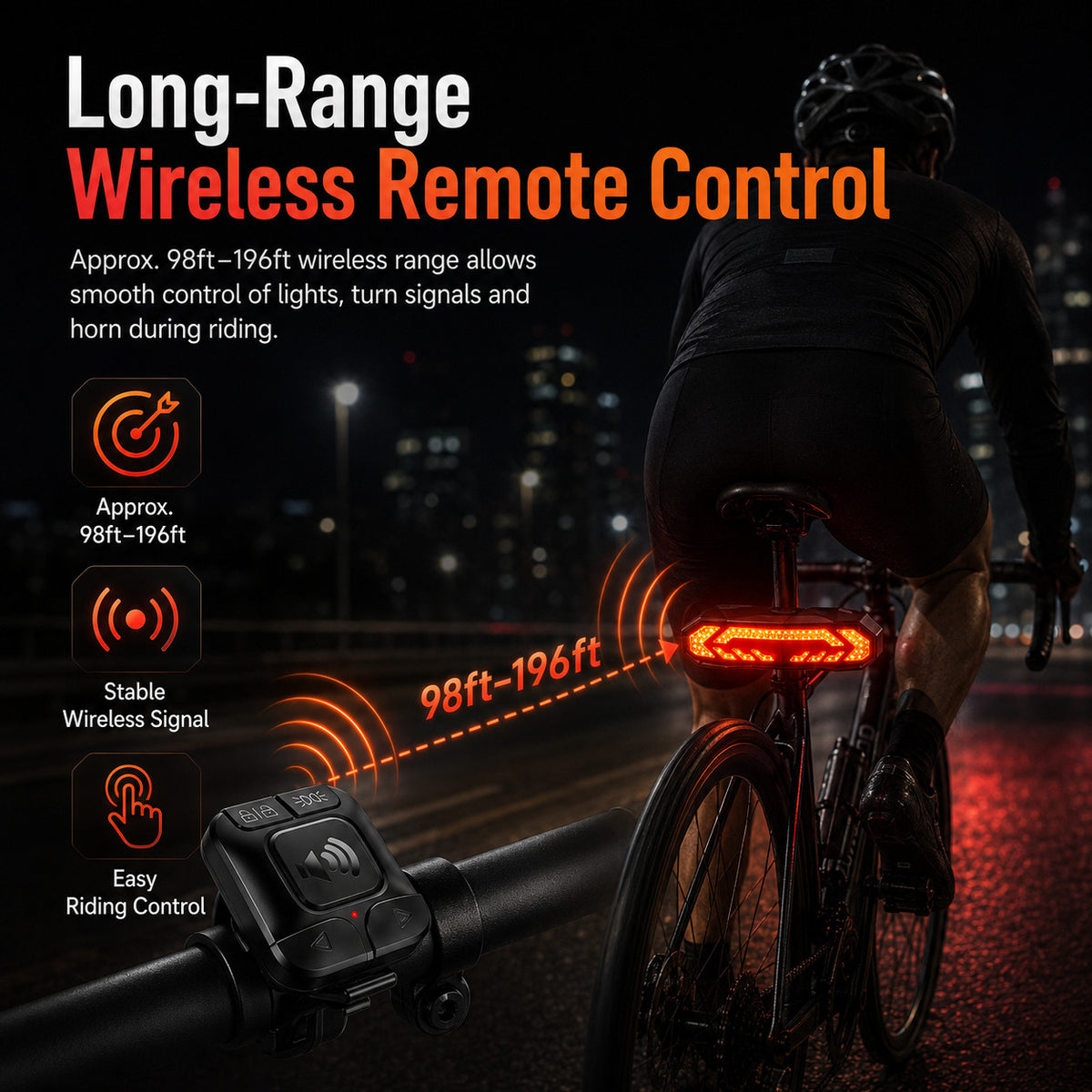 USB Rechargeable Bike Tail Light with Turn Signals Waterproof LED Cycling Safety Lamp