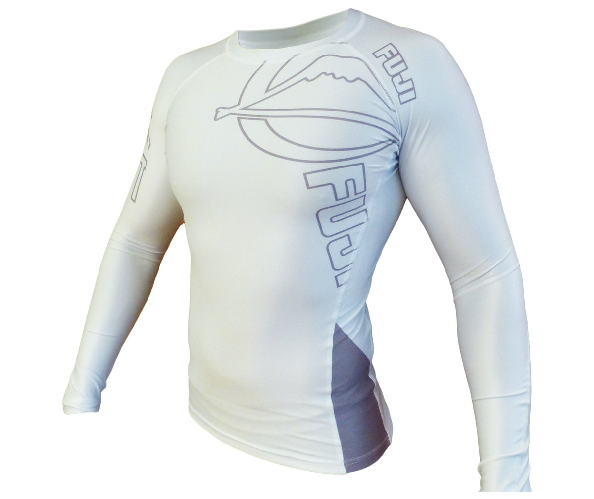 Long Sleeve MMA Rashguard for BJJ Jiu Jitsu Training - White
