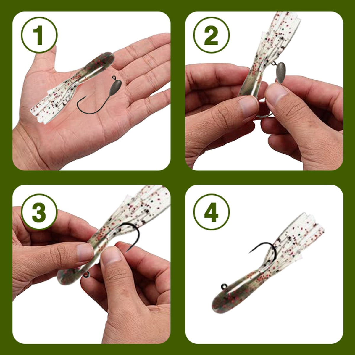 Reaction Tackle Tungsten Tube Jig Heads 5-Pack for Bass Fishing - Multiple Weights