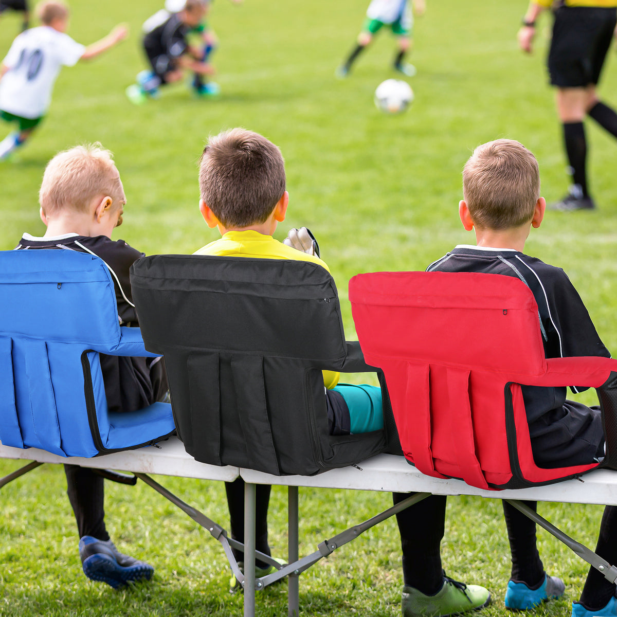 Portable Stadium Seat with Back Cushion & Reclining Positions for Bleachers