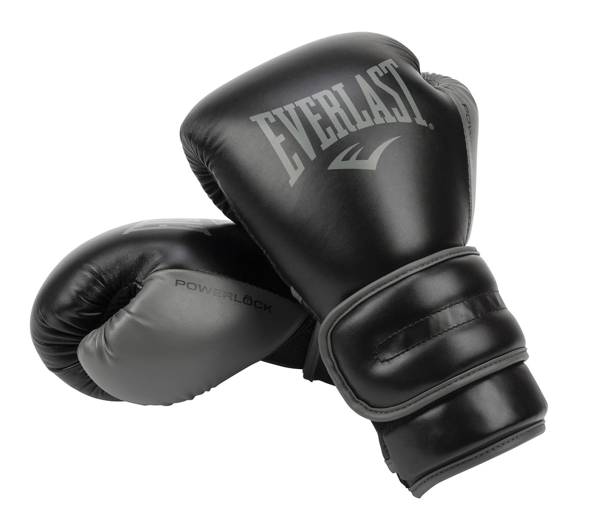 Everlast Powerlock 2 Boxing Gloves - Heavy Bag, 16 oz, Black & Gray