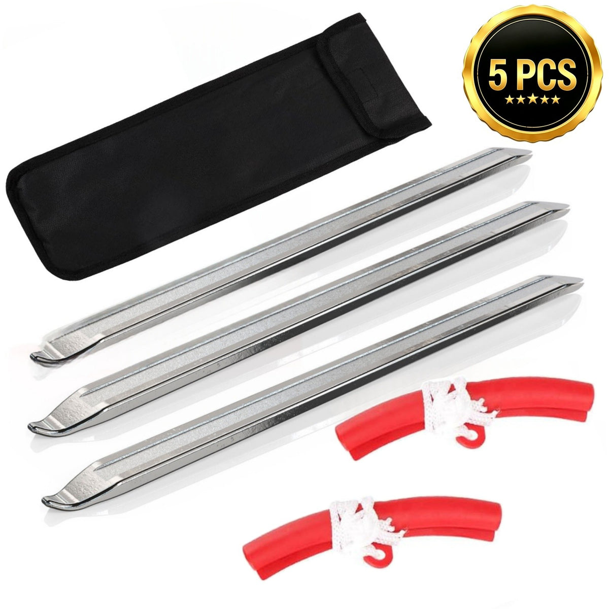Motorcycle Tire Spoon Kit with Rim Protector - Durable Iron Levers for Easy Tire Change