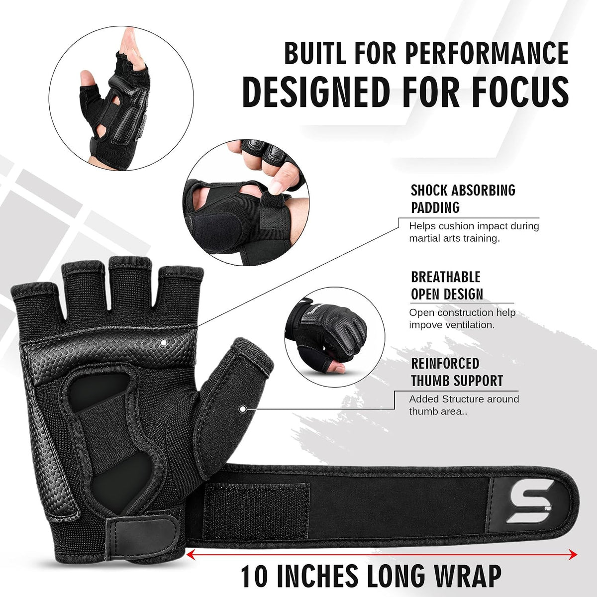 Martial Arts MMA Boxing Gloves with Wrist Support and Punch Bag Protection