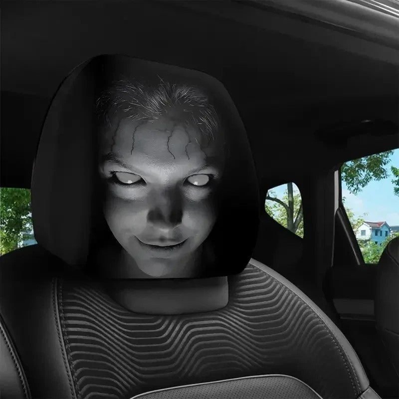 Halloween Creepy Car Headrest Cover 2-Pack - Horror Theme Seat Protector
