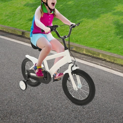 14-Inch Kids Bicycle with Training Wheels, Beginner Kids Bike for Children