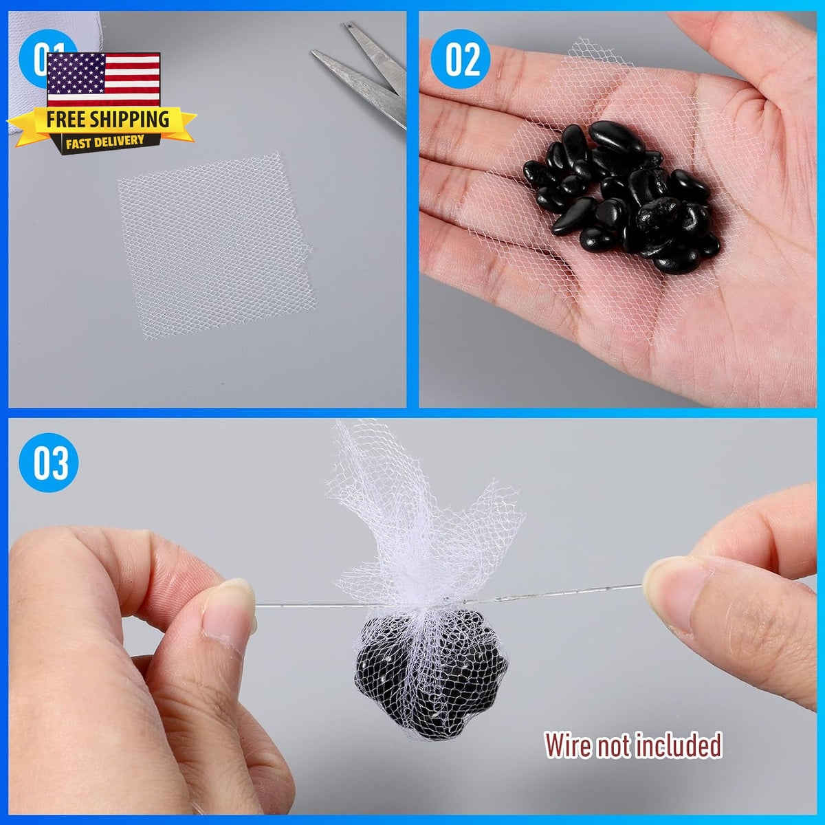 2 Rolls Fish Bait Netting Mesh for Catfish Fishing 3 Inch 72Ft Each