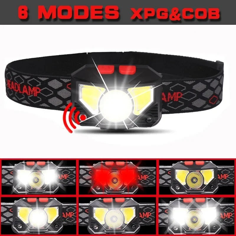 Rechargeable LED Headlamp with Bright White & Red Light for Outdoor Camping Hiking