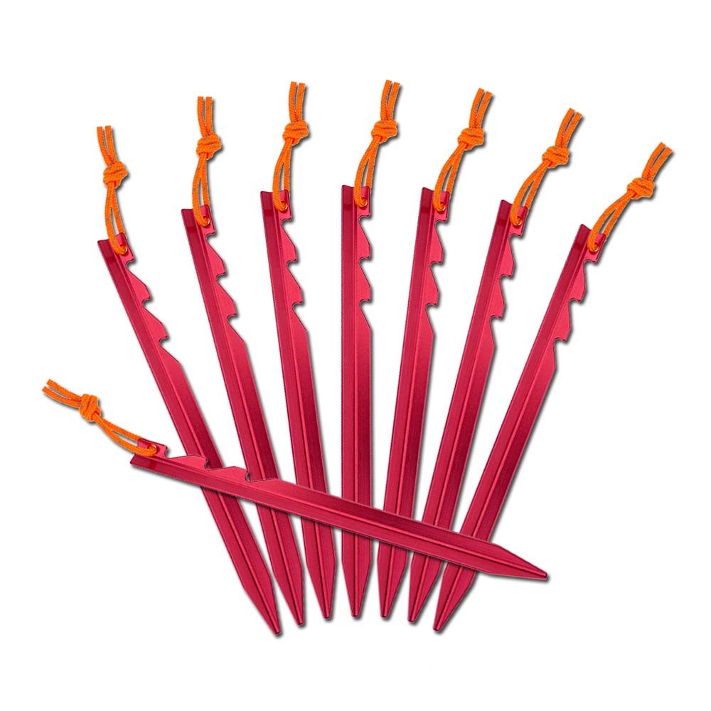Ultralight Aluminum Tent Stakes 15 Pack with Reflective Cord & Y-Beam Design