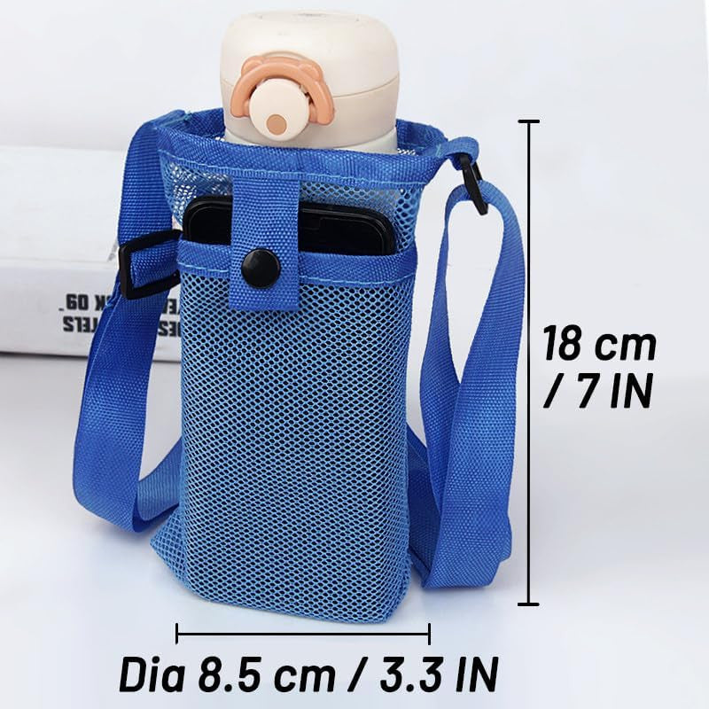 Lightweight Mesh Water Bottle Holder with Adjustable Shoulder Strap - 2 Pack