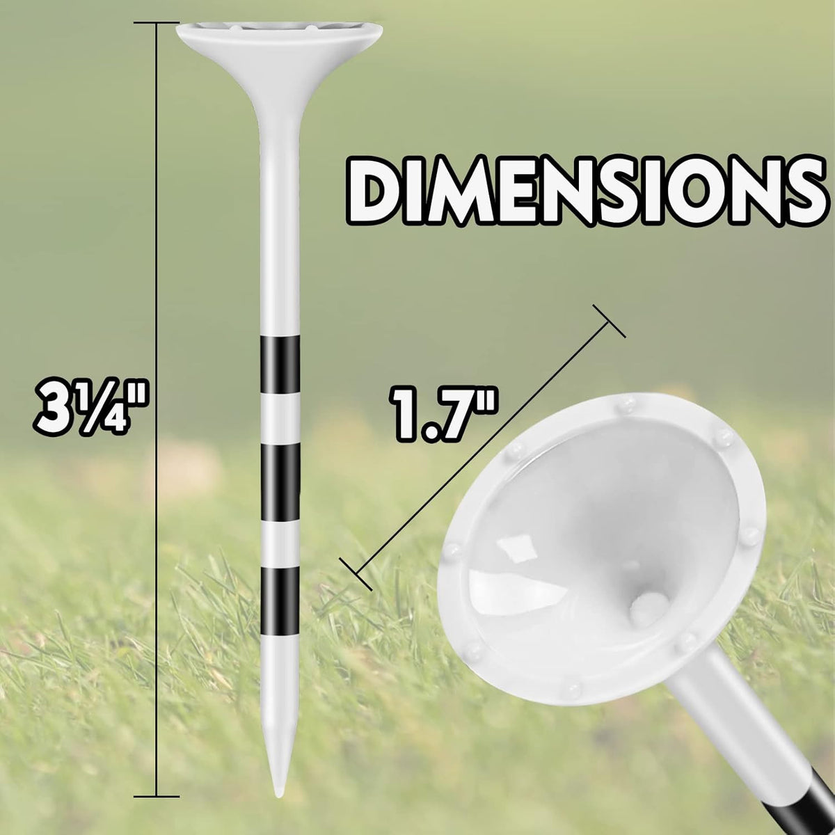 Unbreakable Plastic Golf Tees 3 1/4-Inch Pack of 50 with Big Cup Design