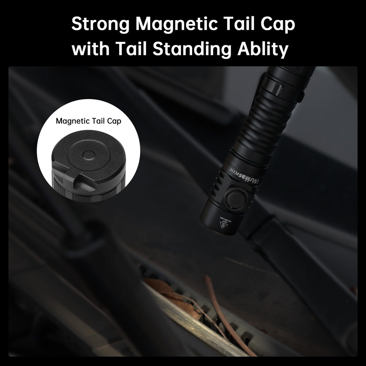 Rechargeable LED Flashlight 1200LM Waterproof IP68 with Magnetic Tail