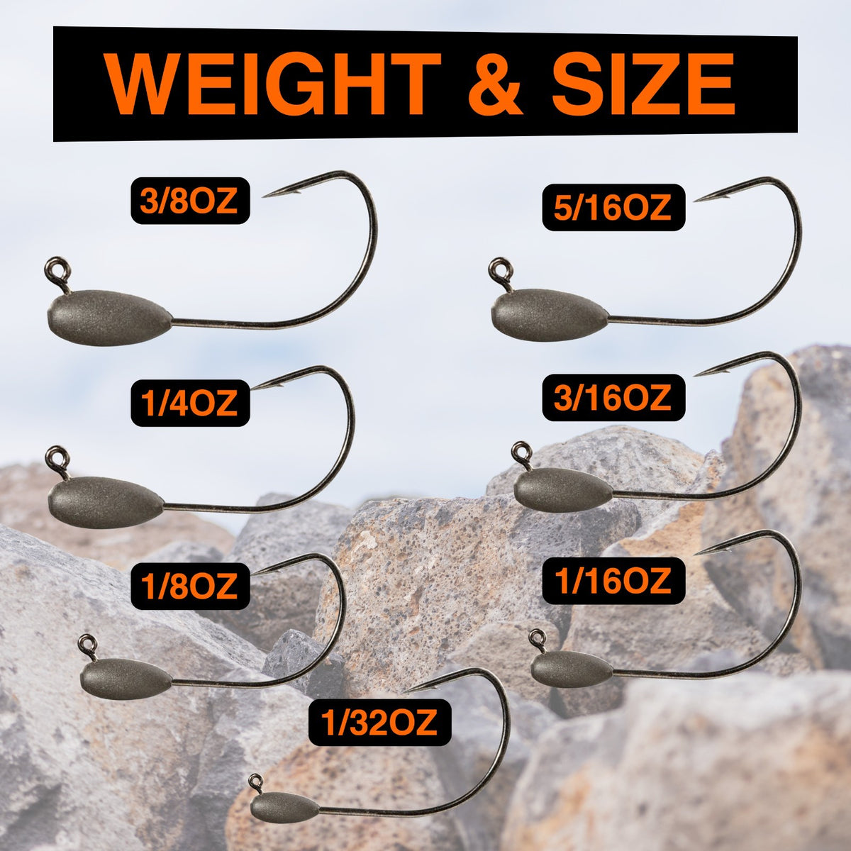 Reaction Tackle Tungsten Tube Jig Heads 5-Pack for Bass Fishing - Multiple Weights