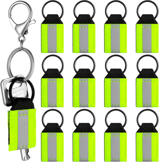 12 Pack Reflective Nylon Zipper Pulls Keychain Tags Bright Safety Accessories