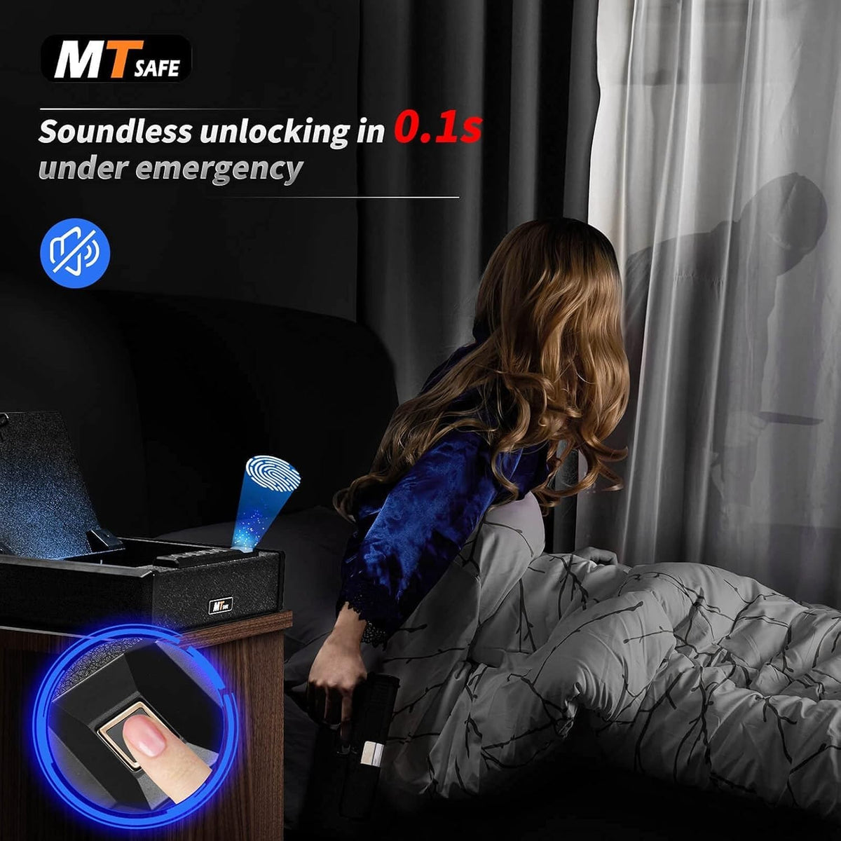 Portable Biometric Gun Safe with Fingerprint & PIN Lock for 2 Pistols