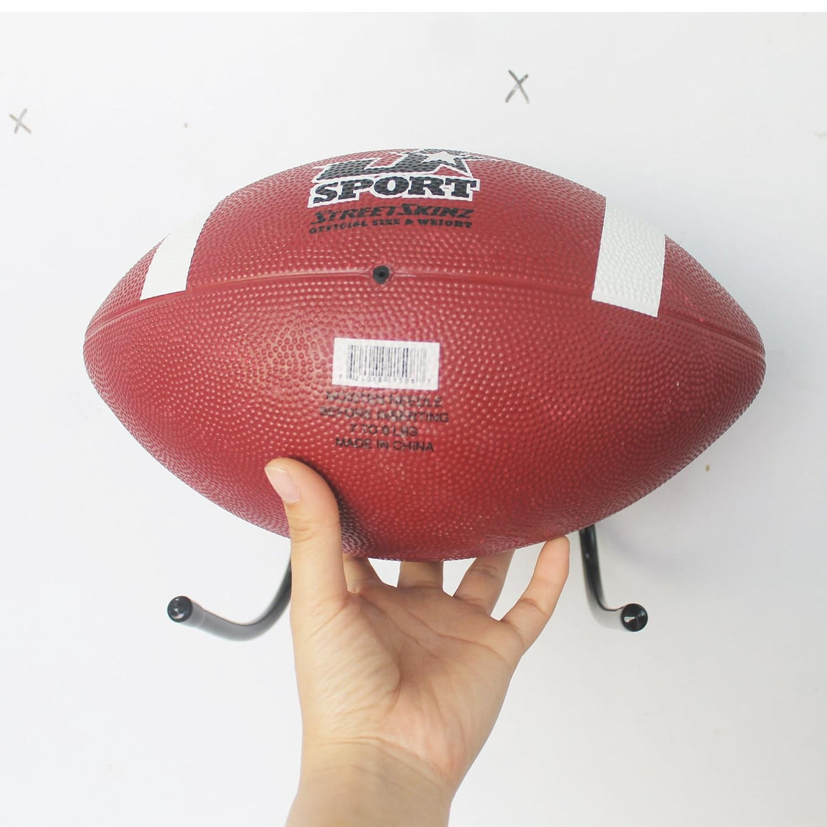Wall Mount Football Rack Holder Display Storage Case Black Metal