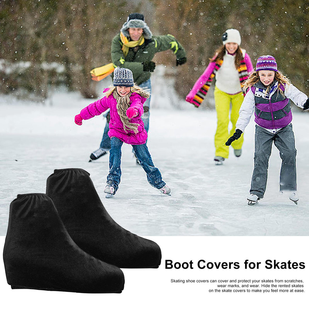 Velvet Ice Skate Boot Covers Pair - Protects & Keeps Feet Warm