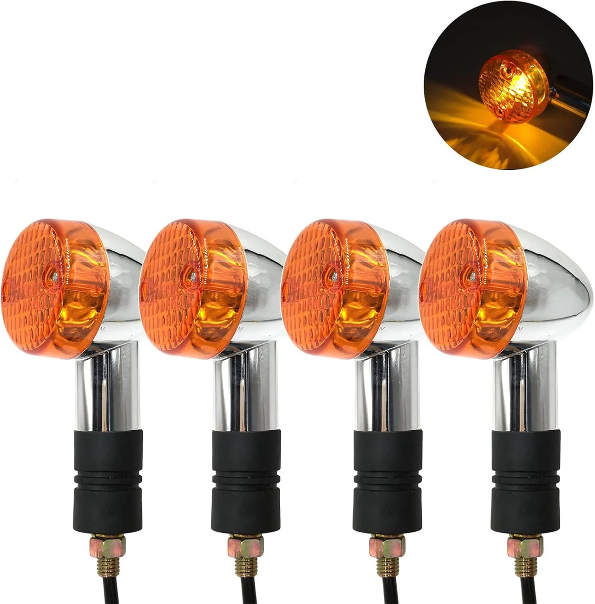 4 Pack Motorcycle Bullet Turn Signal Lights for Honda Kawasaki Universal