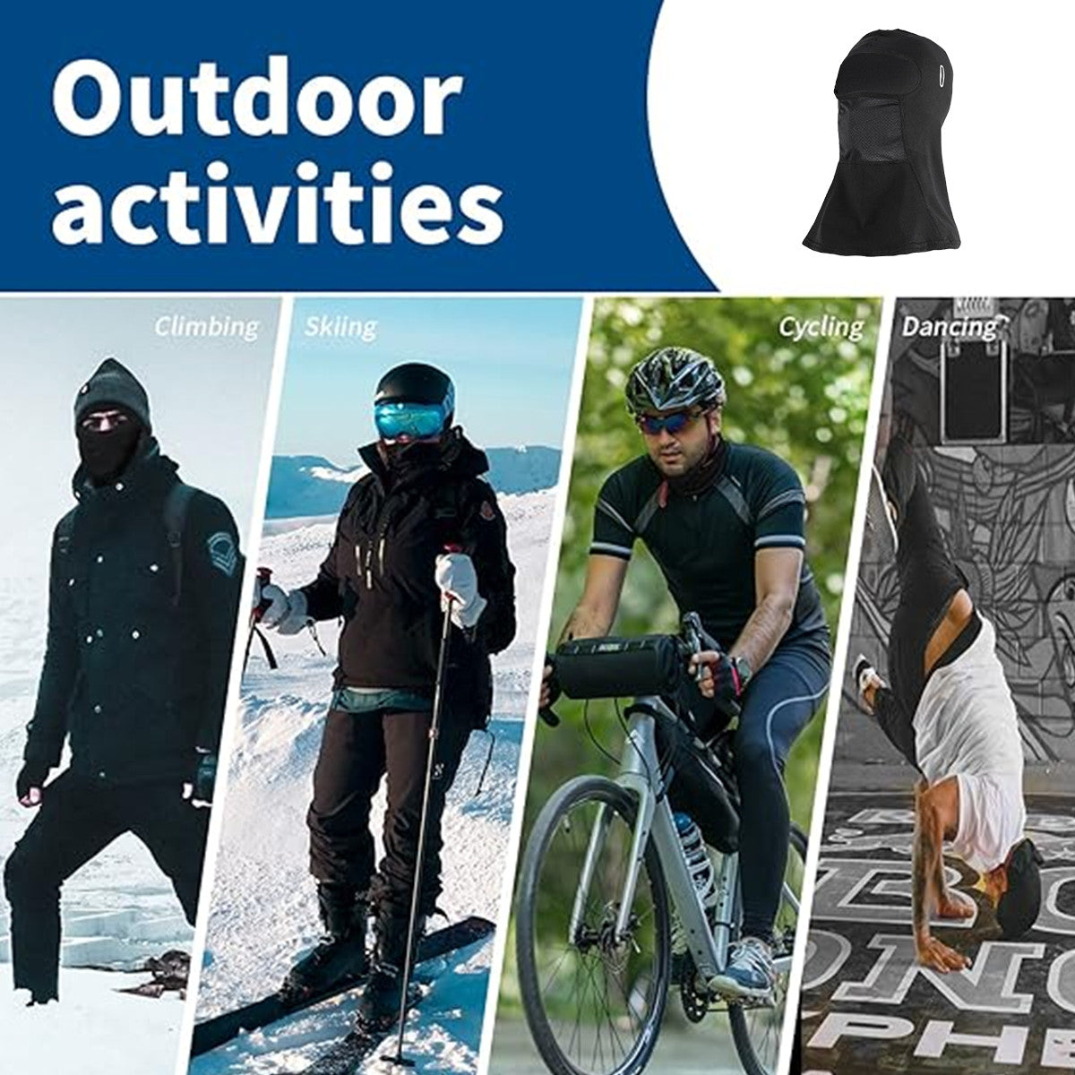 Winter Thermal Motorcycle Balaclava Windproof Ski Face Mask with Fleece Lining