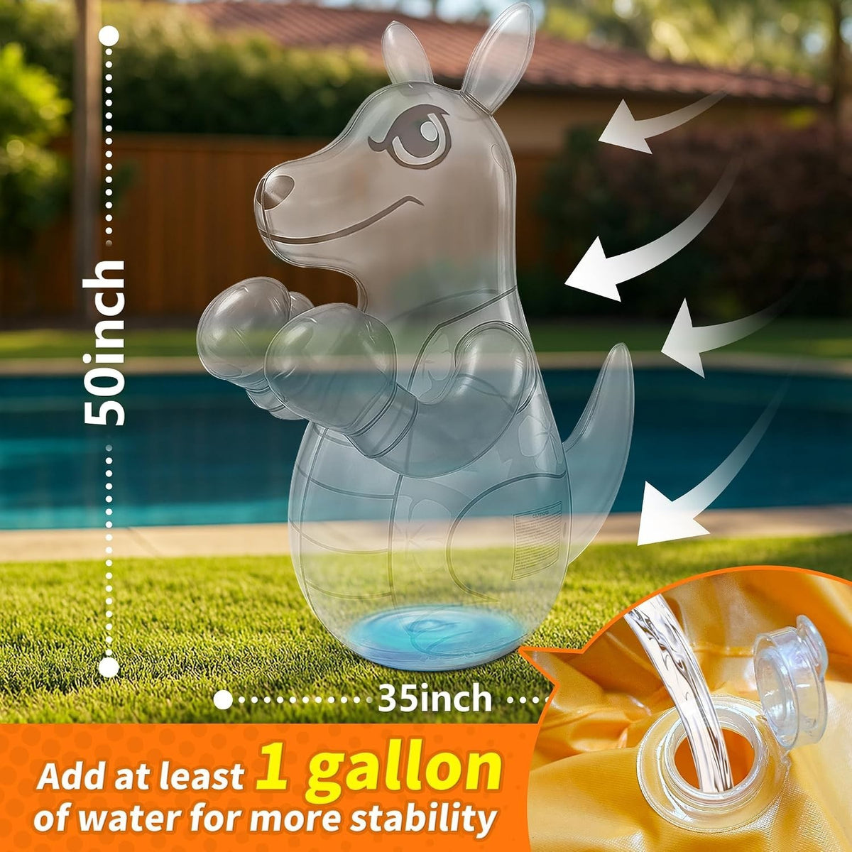 Kangaroo-Themed Inflatable Punching Bag for Kids, Active Sensory Play, 50 Inches