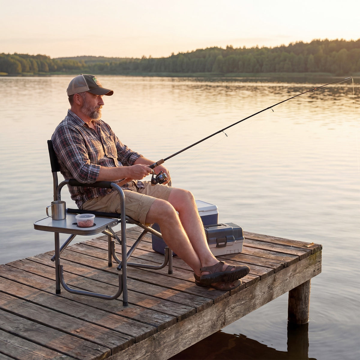 Portable Folding Camping Chair with Side Table - Lightweight Outdoor Seating