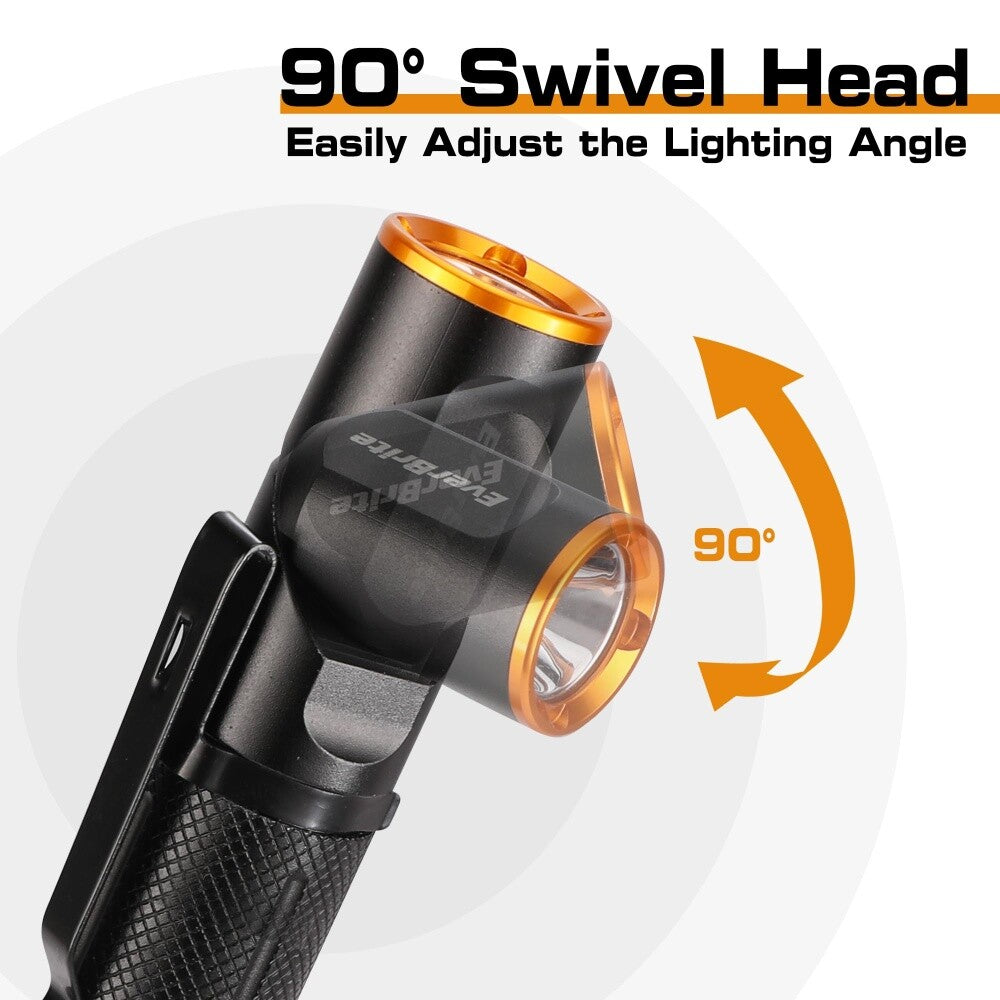 Rechargeable Tactical Flashlight 600 Lumens with 3 Modes, Magnetic Base & Pocket Clip
