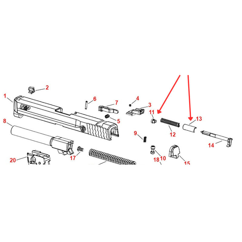 S&W M&P 2.0 Stainless Steel Striker Sleeve & Spring Bushing Kit