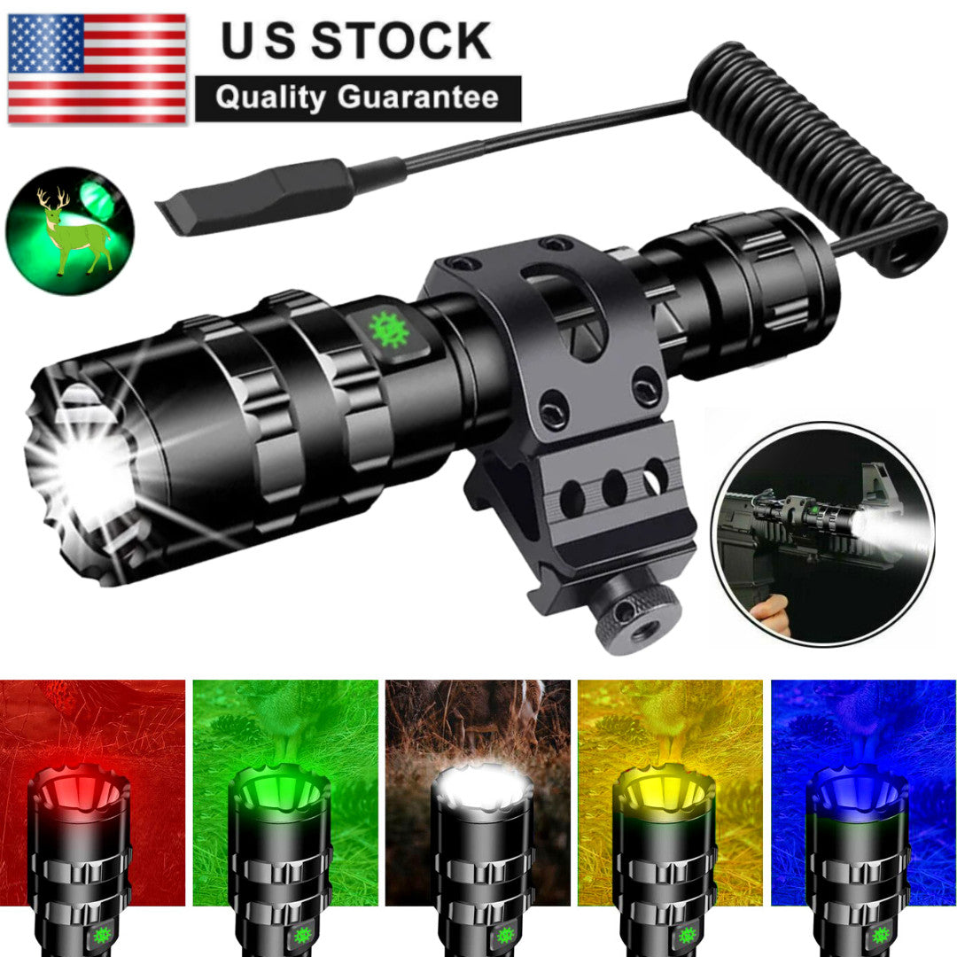 Tactical Waterproof USB Rechargeable Flashlight Kit for Outdoor Hunting Camping