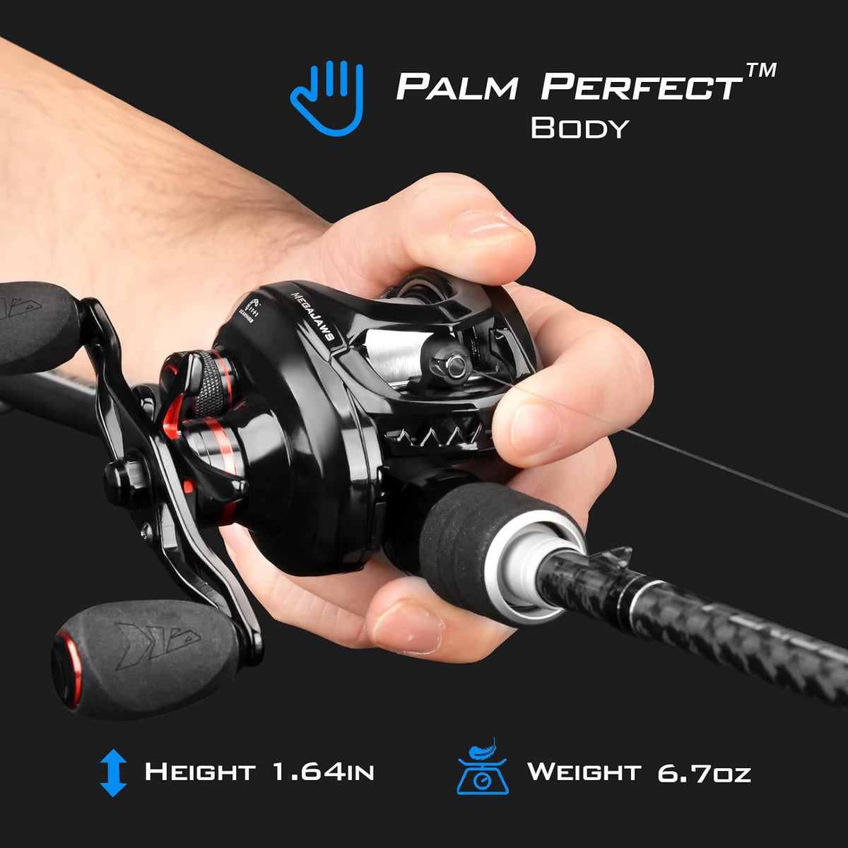 Baitcasting Fishing Reel Lightweight High Speed Max Drag 17.6 lb - Right Hand