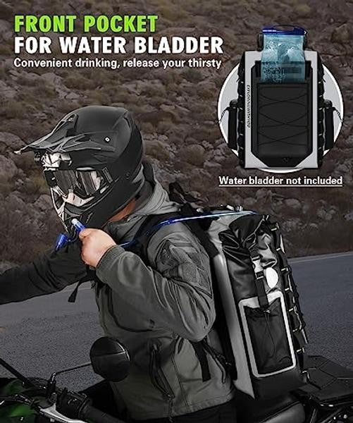 Waterproof 40L Motorcycle Backpack with PVC Material and Multiple Storage Compartments
