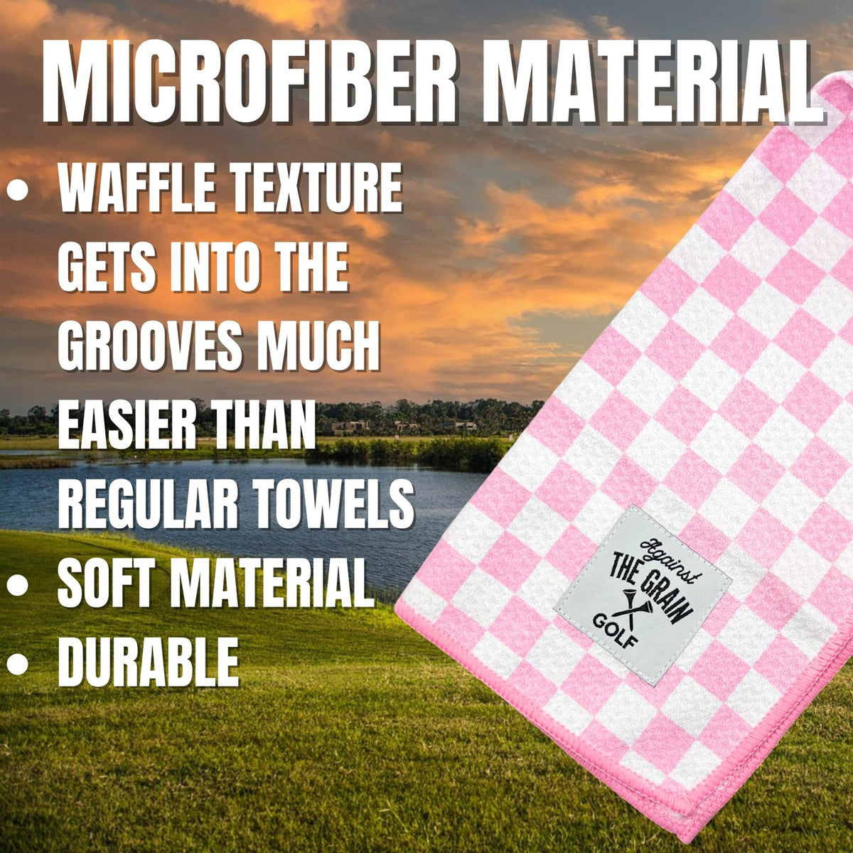 Pink Microfiber Golf Towel for Women 12x20 with Clip - Stylish & Absorbent