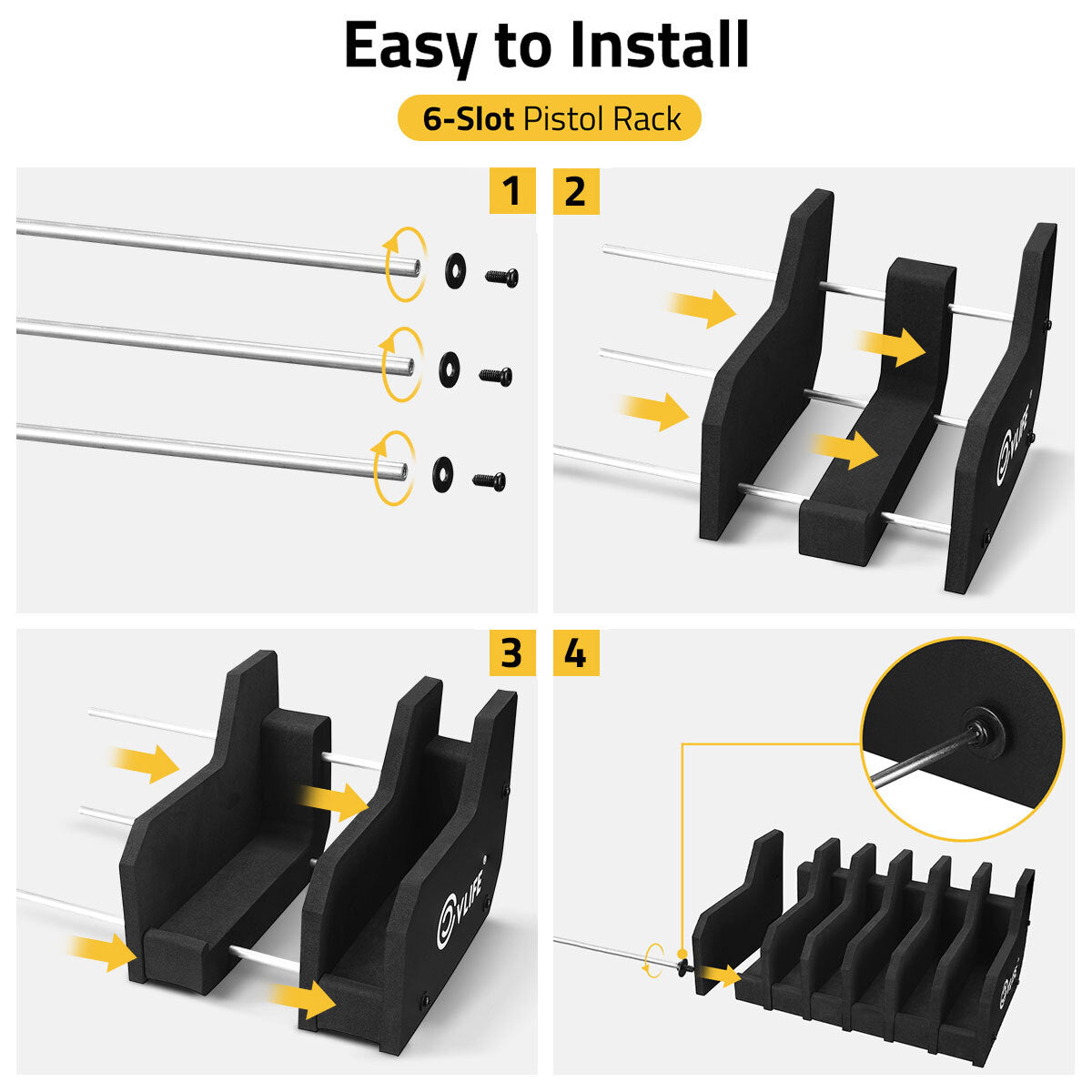 6 Slots Foam Pistol Rack Gun Holder Stand for Safe Storage and Organization