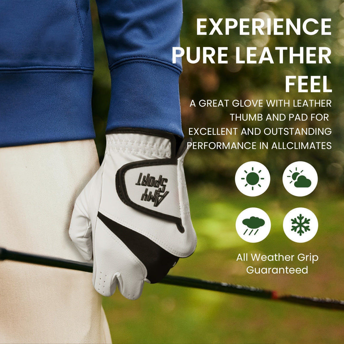 Men's Golf Gloves 6 Pack All Weather Leather Grip Left Hand - Multiple Sizes