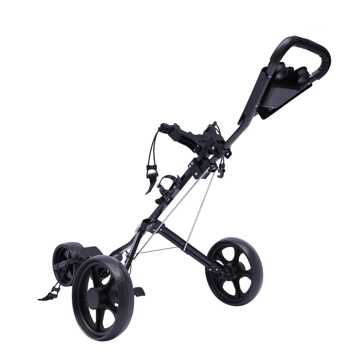 3-Wheel Foldable Golf Push Cart with Foot Brake & Cup Holder
