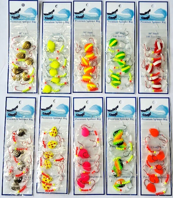 Walleye Spinner Harness Set with Double Hooks and Blades - Multiple Colors
