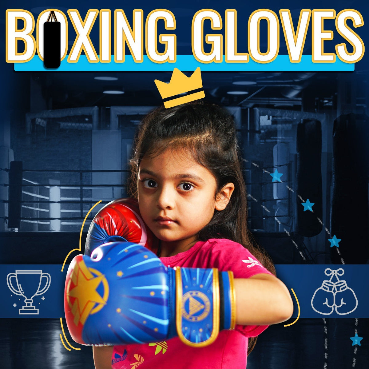 Kids Boxing Gloves & Hand Wrap Set for MMA Kickboxing Training