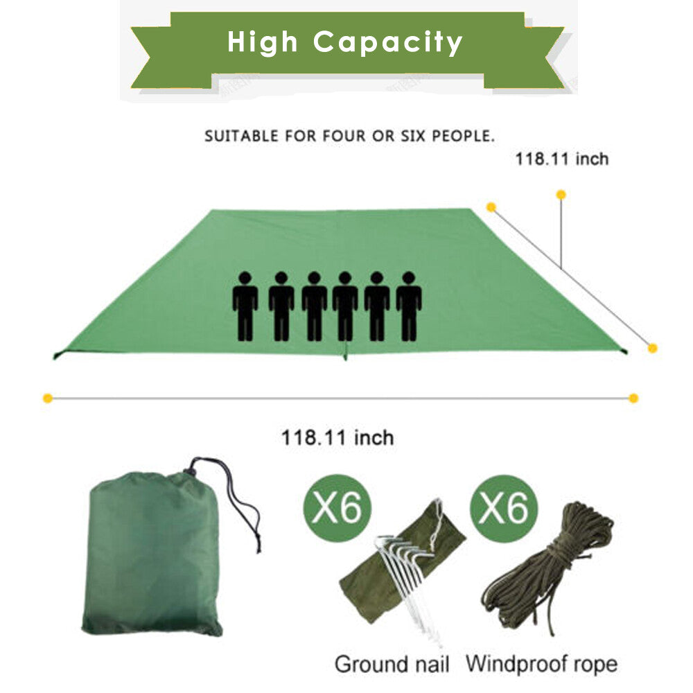 10x10 ft Waterproof Camping Tarp Shelter with Grommets