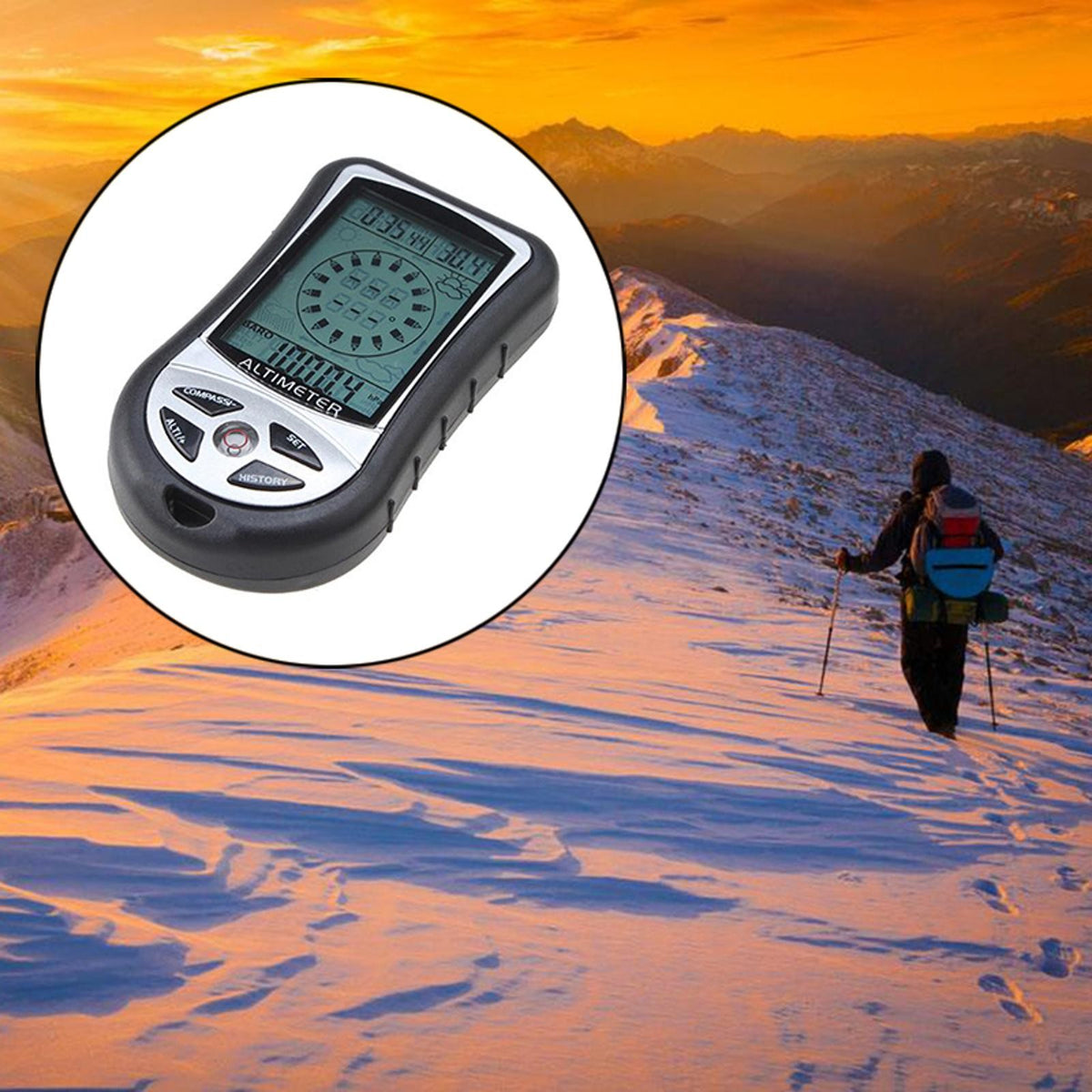 Digital Hiking Altimeter Compass Barometer Thermometer Watch 8-in-1 Outdoor Tool