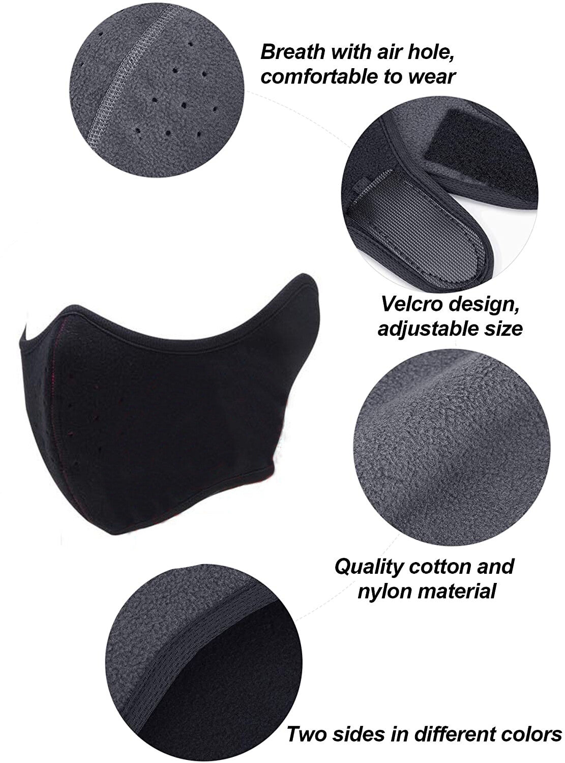 Winter Ear Warmer Face Mask - Fleece Windproof & Breathable for Outdoor Sports
