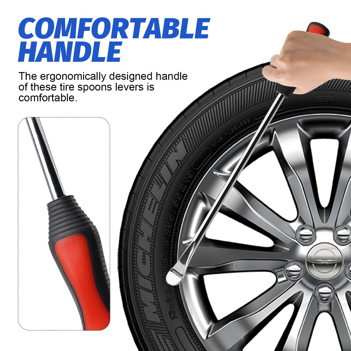 7PCS Motorcycle Tire Changing Tool Kit Steel Tire Levers Rim Protectors