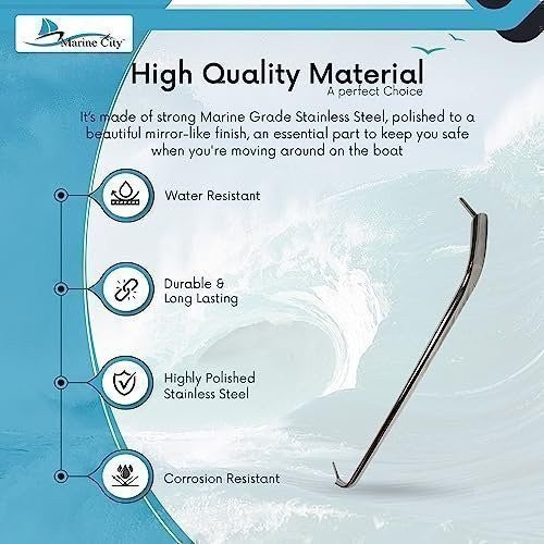 30-Inch Stainless Steel Boat Handle Grab Bar with Flange for Yachts & Marine Use