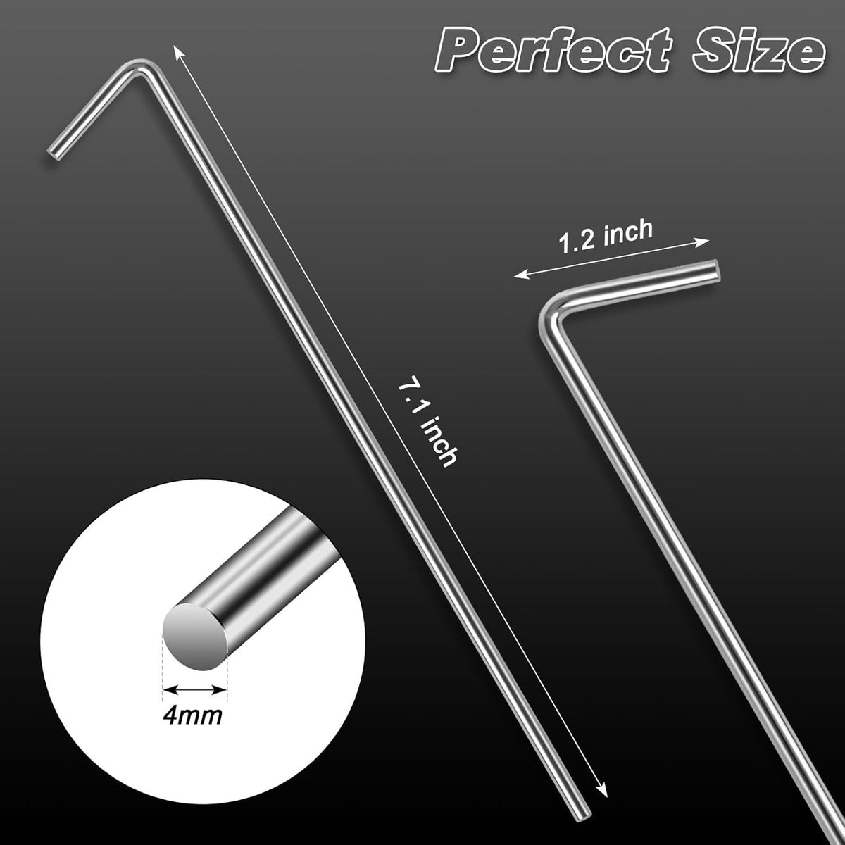 Heavy Duty Steel Tent Pegs Set for Camping and Outdoor Tarp Anchors - 18 Pieces