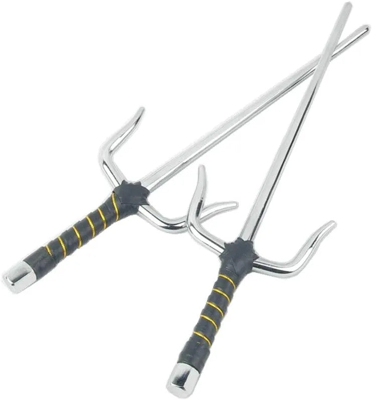 Octagon Metal Martial Arts Sai Weapon Set - Black and Silver, 15 Inch