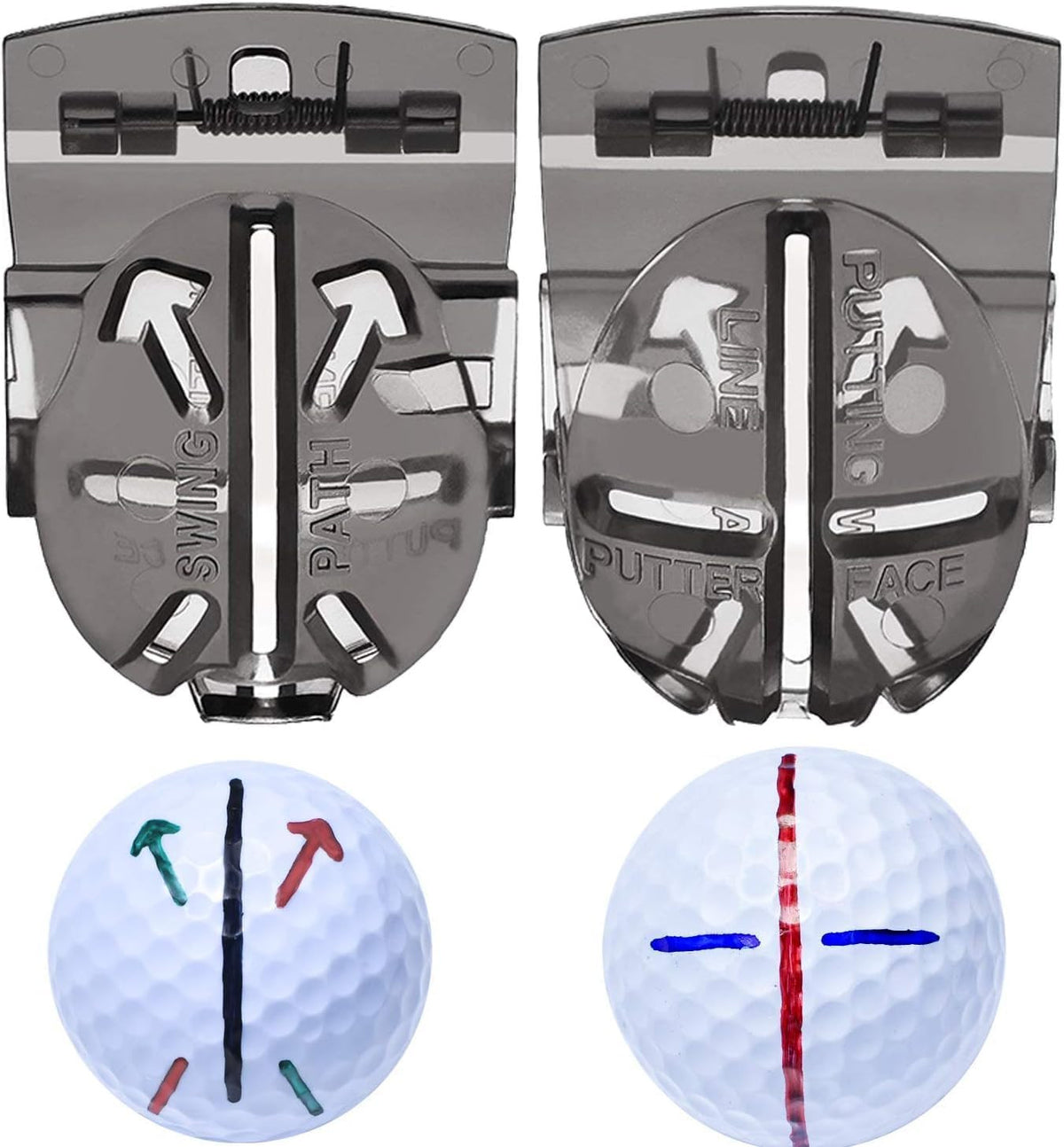 Golf Ball Marker Kit with 8 Stencils & 4 Permanent Markers for Alignment