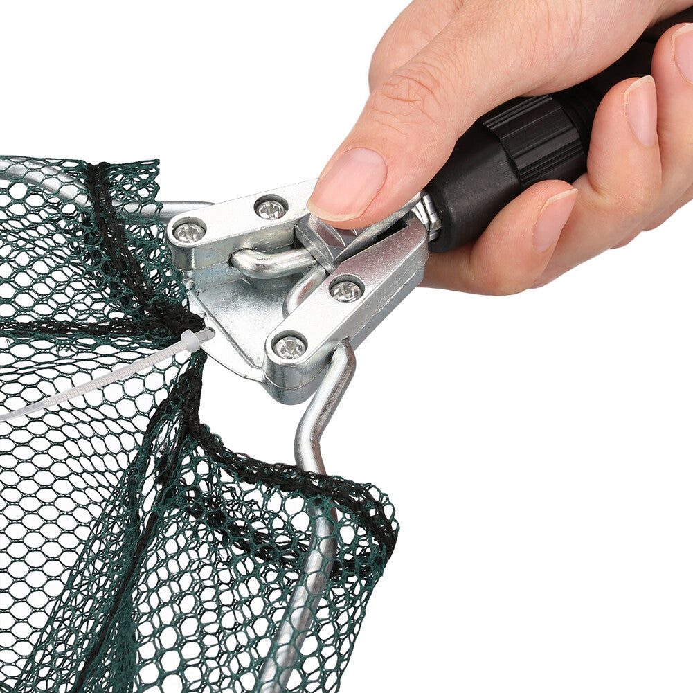 Telescopic Folding Aluminum Fishing Landing Net with Micro Mesh 3-Section Extending Pole