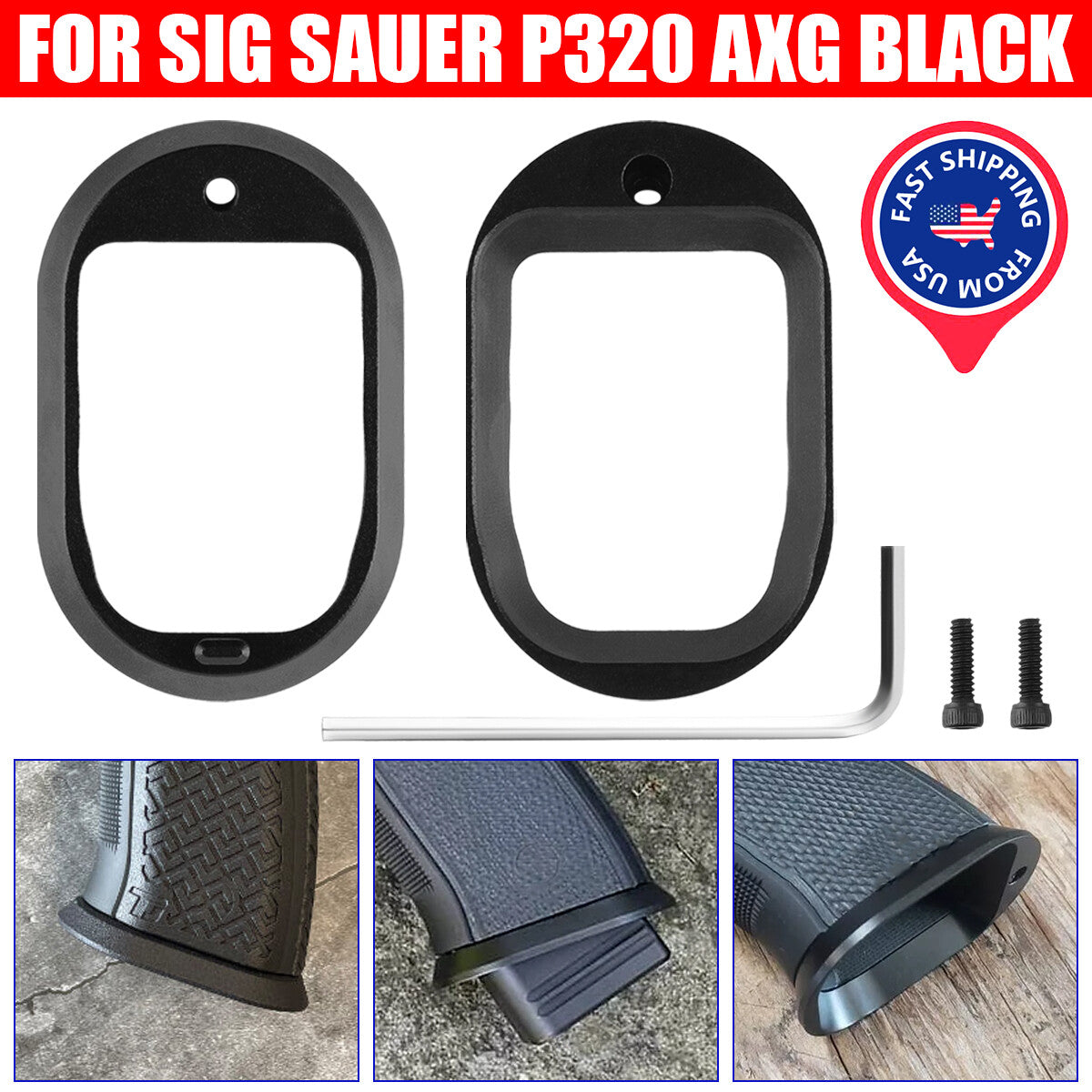 Aluminum Magwell for Sig Sauer P320 AXG Pistol Mag Funnel Black