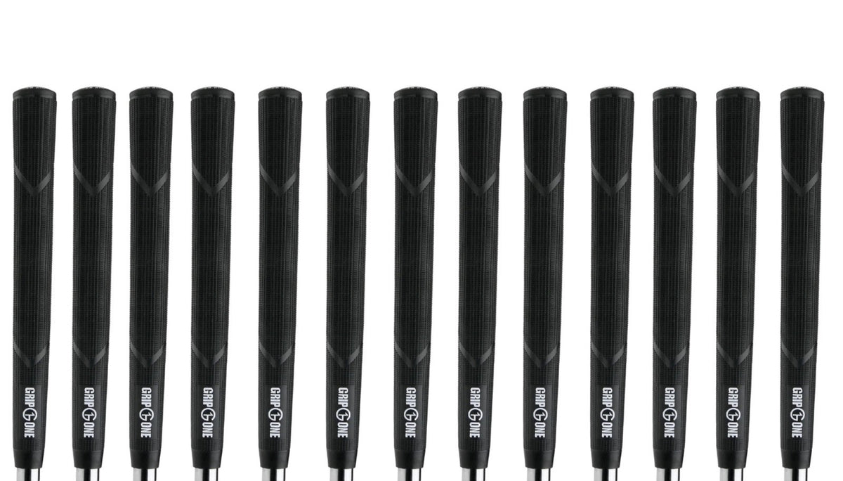 Golf Grip Set of 13 Oversize +3/64 Black Arthritic Golf Grips - Compatible with Standard Clubs
