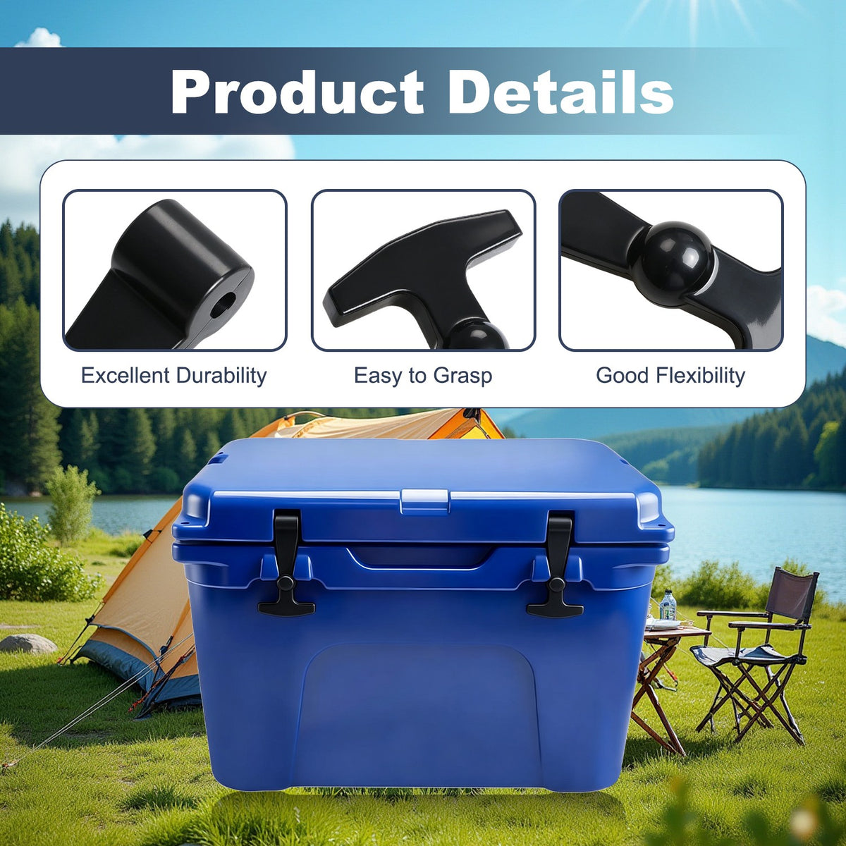 Set of 2 Black Silicone Cooler Latches for Yeti RTIC and More
