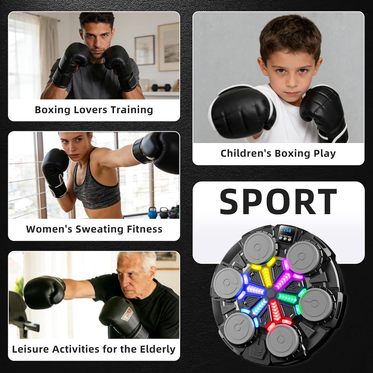 Bluetooth Wall-Mounted Boxing Machine for Kids & Adults, Home Gym Equipment