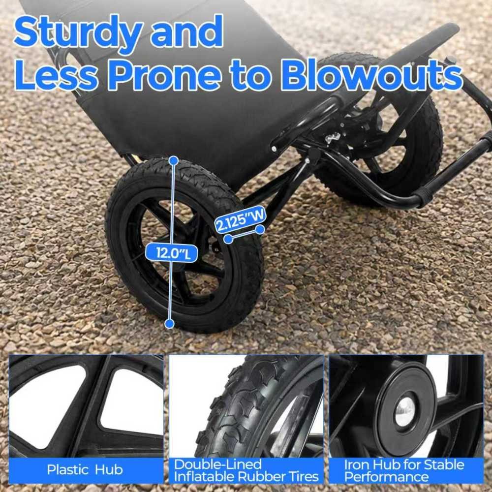 3-in-1 Bike Cargo Trailer Folding Wagon with 12-Inch Wheels Carbon Steel