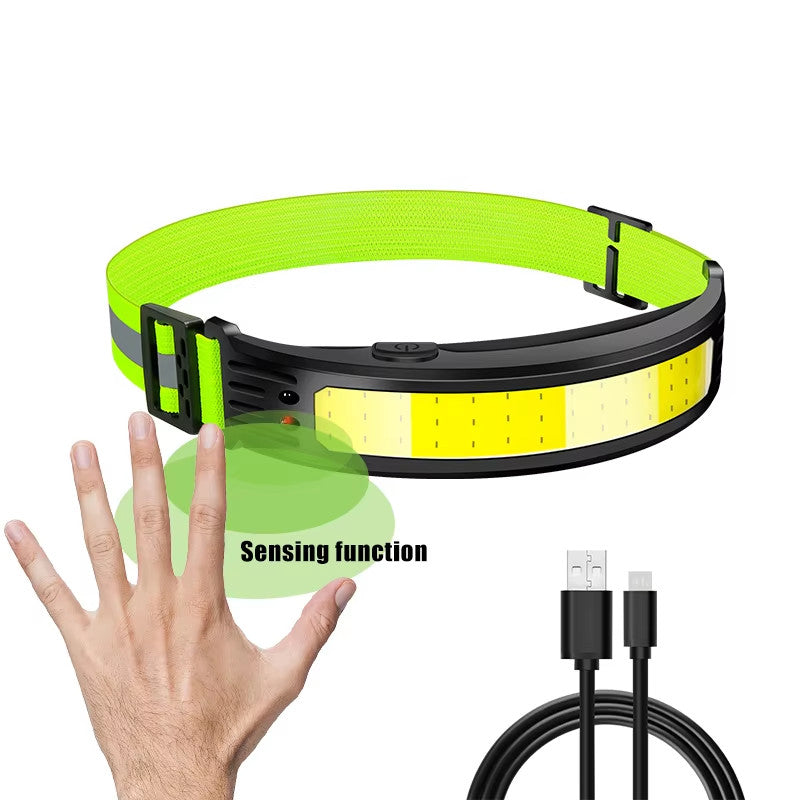 Rechargeable LED Headlamp with Wide 210° Lighting, Waterproof & Sensor Control